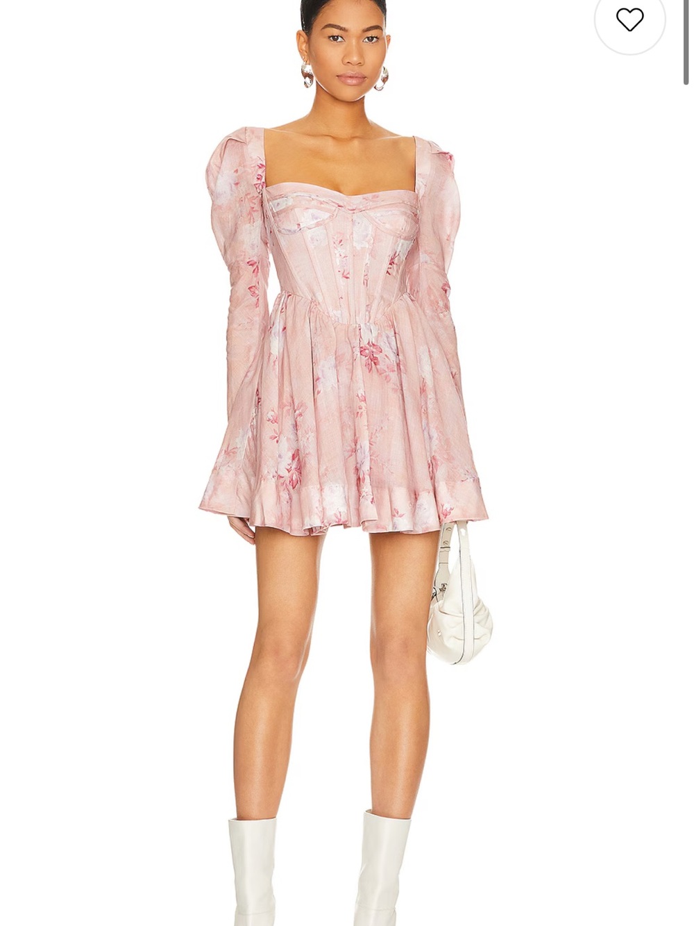 Bardot Pink Floral Puff-Sleeve Corset Mini Dress